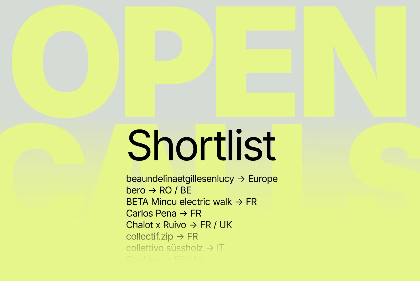 Beta 2026 Open Calls Shortlist